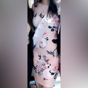 Calvin Klein Floral Dress - Pink and White
